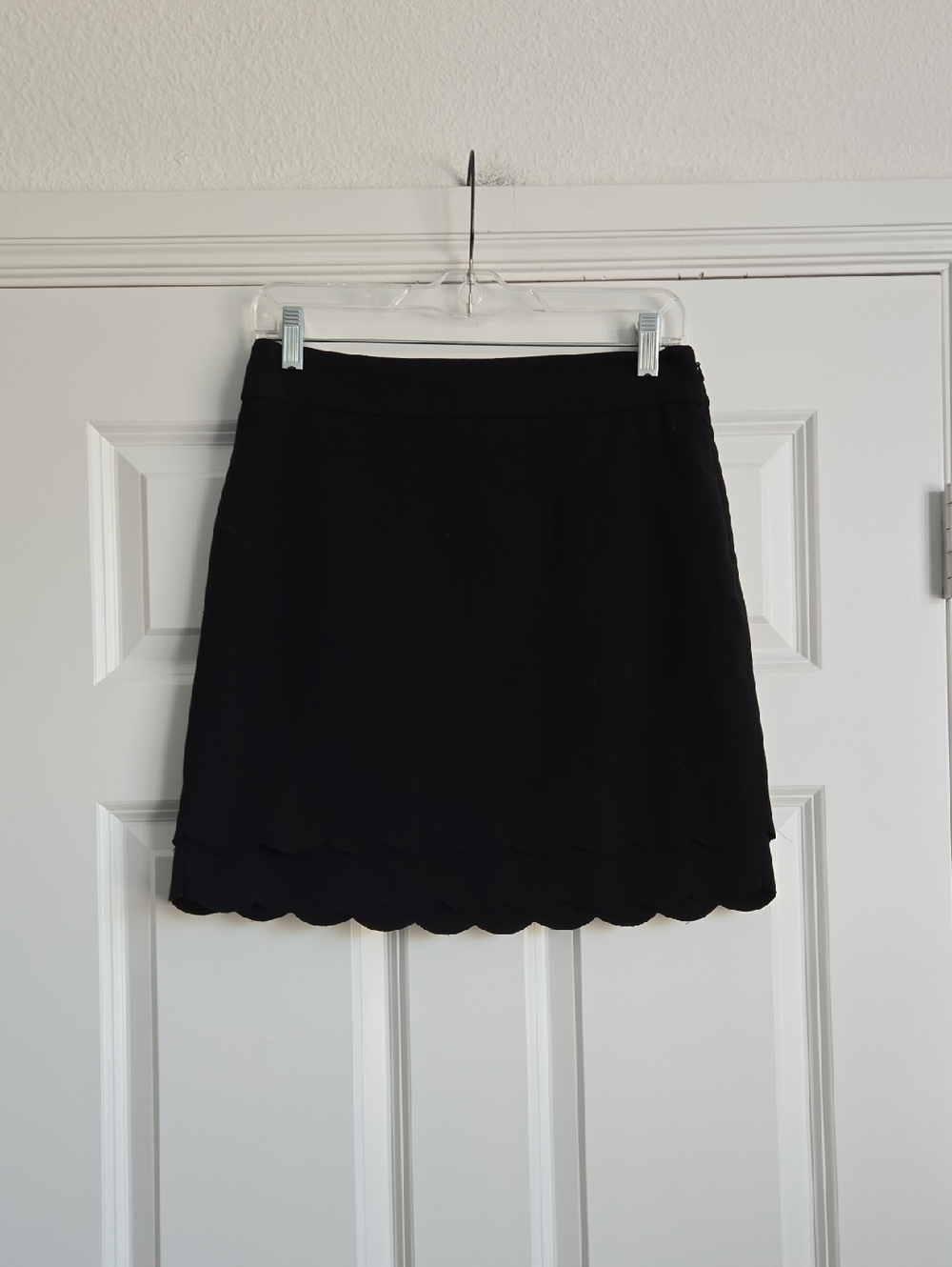 LOFT Black Mini Skirt with Scalloped Hem